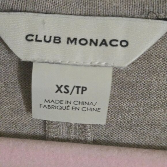 Club Monaco Neutral Cotton Blend Crewneck Tee Shirt Super Soft Size XS - Picture 3 of 4